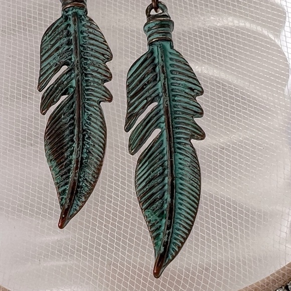 COPPER Feather Dangle Earrings HYPOALLERGENIC - Picture 3 of 12